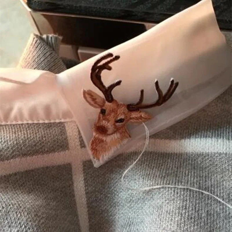 Нашивки с оленем для глажки одежды украшение воротника вышитая нашивка
