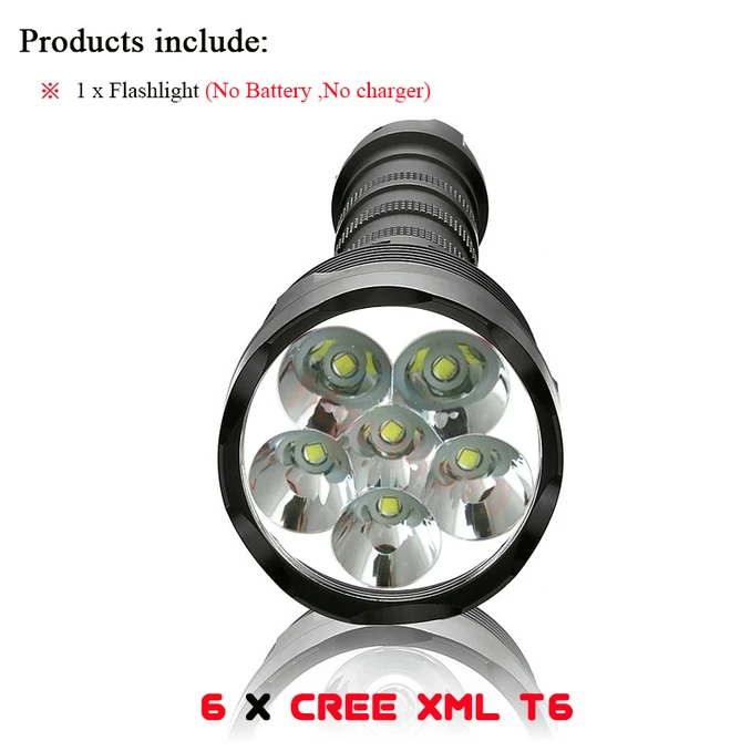 6 T6 10000LM 6 лампочек CREE XML T6 10000лм мощный светодиодный фонарик Перезаряжаемый 18650 аккумулятор водонепроницаемый охотничий фонарь светодиодная вспышка фонарь - Испускаемый цвет: 6 T6 10000LM