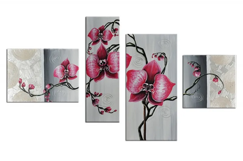 Ручная работа цветочные Акриловые Картины роспись абстрактный красный цветок