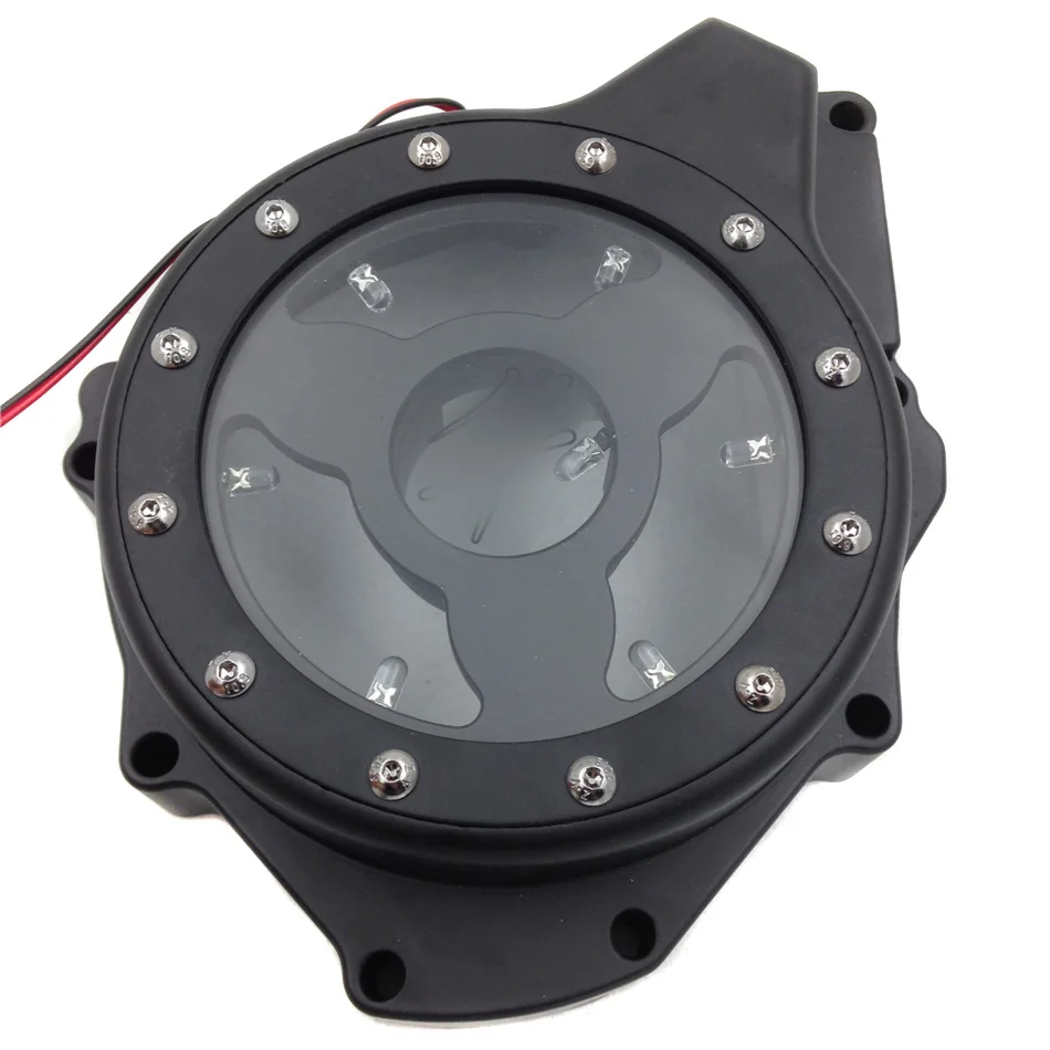 Aftermarket мотоцикл части белый светодиодный прозрачный двигатель статор крышка подходит для Suzi GSX1300R Hayabusa 99-13 черный