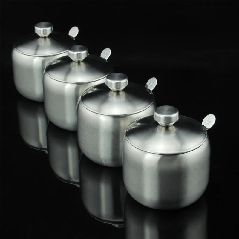 SUS304 нержавеющая сталь 18/8 приправа банка соль горшок cruet сахарная чашка Ложка