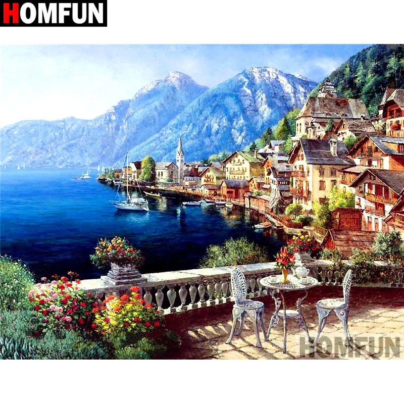 

HOMFUN Full Square/Round Drill 5D DIY Diamond Painting "House landscape" Embroidery Cross Stitch 5D Home Decor Gift A16977