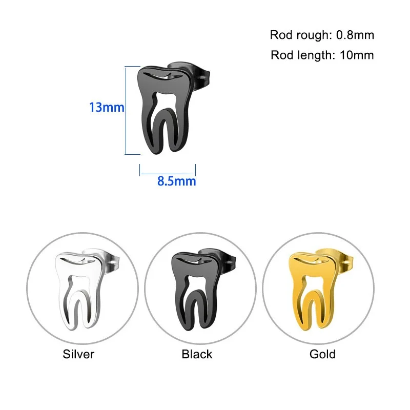 New Design Teeth Medical Earrings For Women Girls Punk Hip Hop Stainless Steel Stud Ear Jewelry Birthday Gifts | Украшения и
