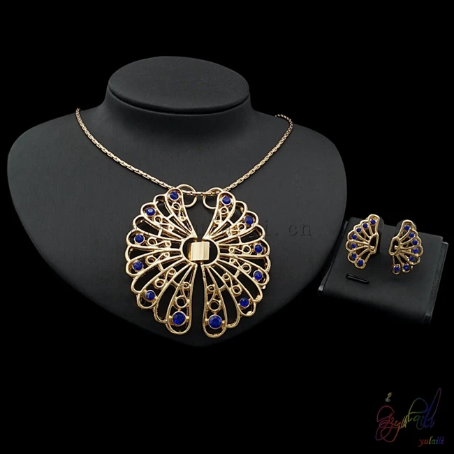 Yulaili 2017 New Model Indian Bridal Fashion Gold Color Plated High Quality Trendy Round Design Cubic Zircon Ladie Jewellery Set | Украшения