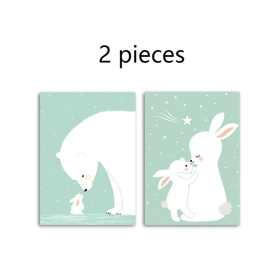 

Polar Bear Rabbit Decor Wall Art Canvas Painting Poster Wall Pictures For Living Room Art Prints Unframed