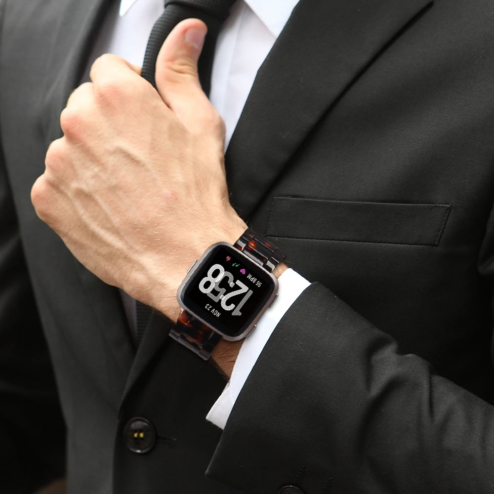 

Women Resin Watchband forAll Fitbit Versa/Versa Lite Edition/Versa Special Edition Band Steel Clasp Strap Rubber Wrist Bracelet