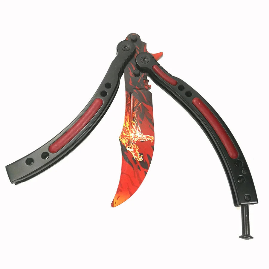 Нож из нержавеющей стали CS Go, тактический нож для выживания, нож Karambit, тренировочный нож с бабочкой для охоты, кемпинга, счетчика удара - Цвет: B