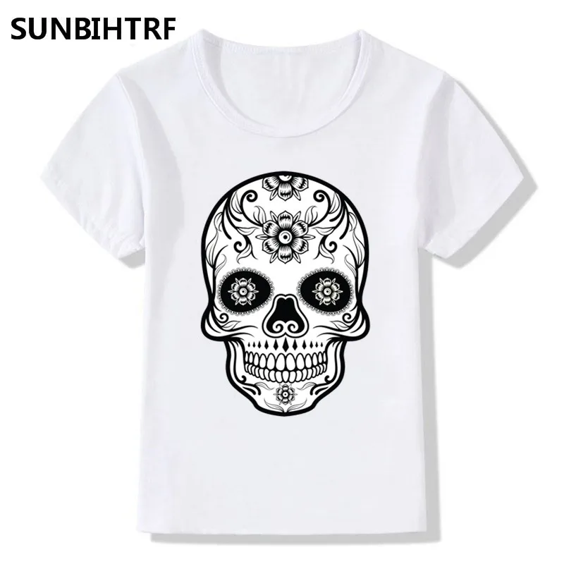 2018 Детские крутые футболки с принтом черепа детские летние топы футболка