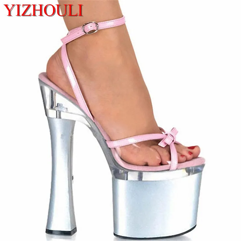 Silver 18CM Sexy Super High Heel 7 inch Platforms Pole Dance sandals Star Model Shoes sexy Wedding Dance Shoes