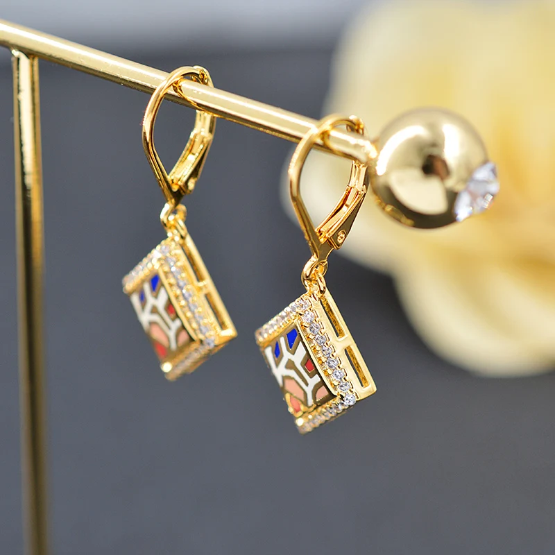 Ювелирные наборы из циркона ZEADear Y2K эмалированная подвеска ожерелье серьги для