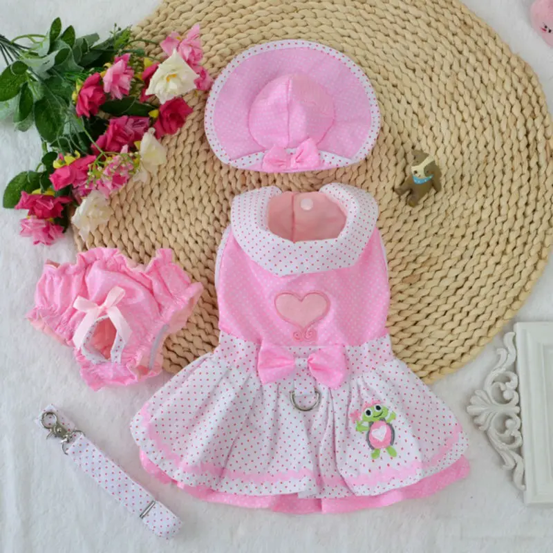 FS15 Tracked Sweety Pet dresses Set Dog Puppy Cats Dress + Harness Leash Collar Hat Headwear Physiological Sanitary Panty | Дом и сад