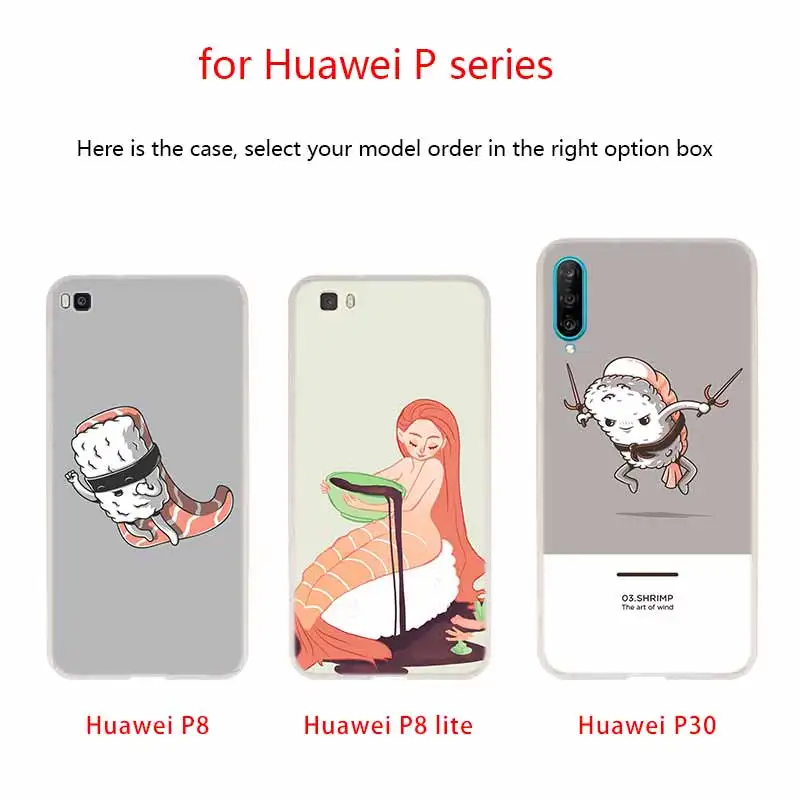 Чехол NAYIDA для японских суши силиконовый мягкий чехол из ТПУ Huawei P30 P40 P20 Pro P10 P9 Lite P