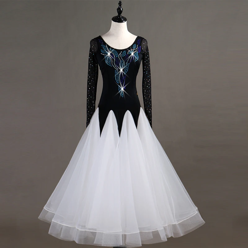 

Женские Стандартный костюмы для бальных танцев платье 2021 новый дизайн 3 Цвет из органзы с длинным рукавом конкурс бальных танцев платье