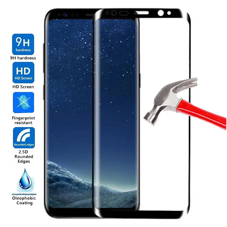 Полностью покрывающее закаленное Стекло для samsung Galaxy S8 плюс с уровнем твердости 9