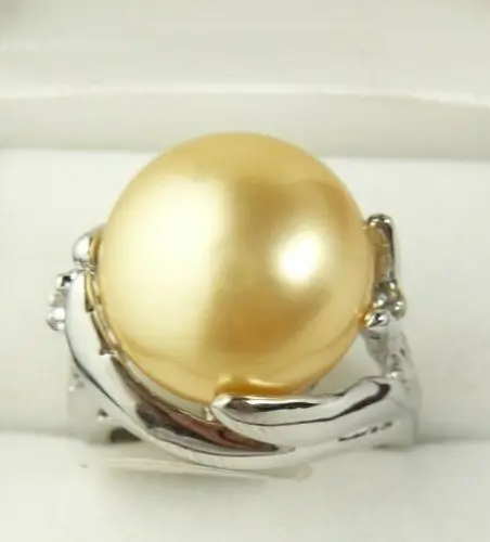 Бесплатная доставка&gt Подлинная натуральная 14 мм желтая жемчужина в виде