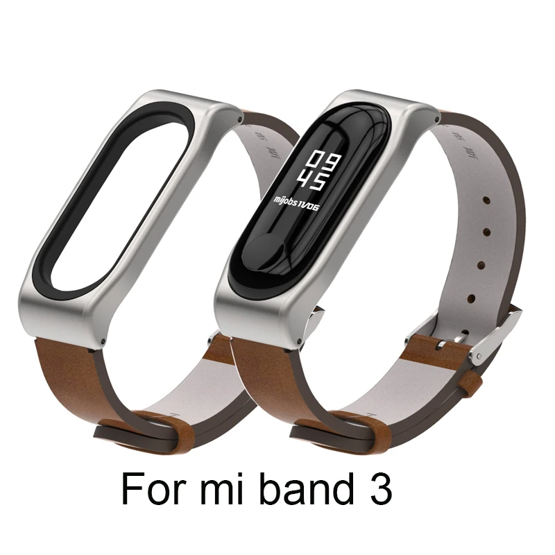 Mijobs Leather Strap For Xiaomi Mi Band 3 Wrist Straps Screwless Bracelet miband3 Smart Replace Accessories | Электроника