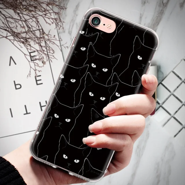 Силиконовый чехол-Бампер для Iphone 4, 4S, 5, 5S, SE, 6, 6 S, 7, 8 Plus, X, XR, XS Max, мягкий чехол-бампер из ТПУ с рисунком кота, котенка, пары