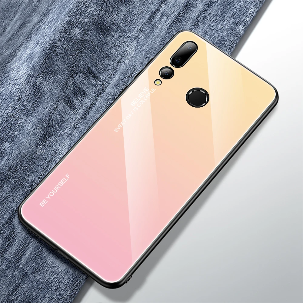 Real Tempered Glass Case for Huawei P20 P30 Pro Mate 20 10 Lite Nova 4 3 3i Honor 9 VIEW Gradient Color Luxury Soft Cover | Мобильные