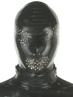

100% Natural latex head mask rubber hood with small holes