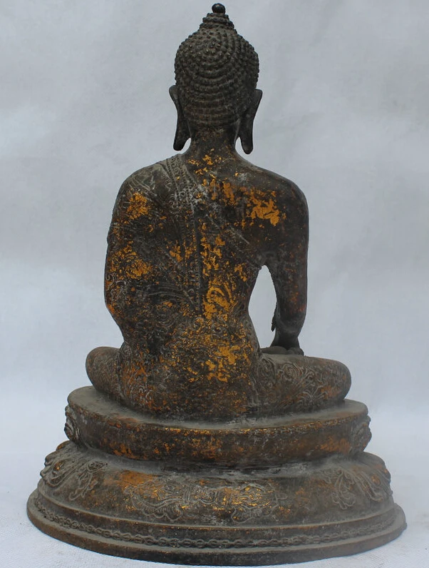 9 &quotТибет Тибетский Буддизм Бронзовый Сиденья Шакьямуни Будда Амитабха Статуя |