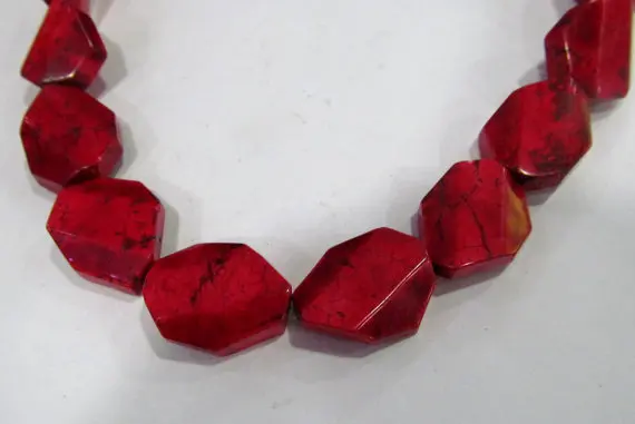 

2strands 13-20mm turquoise Beads Turquoise stone rectangle oval diamond faceted hot red purple mixed jewelry making Bead