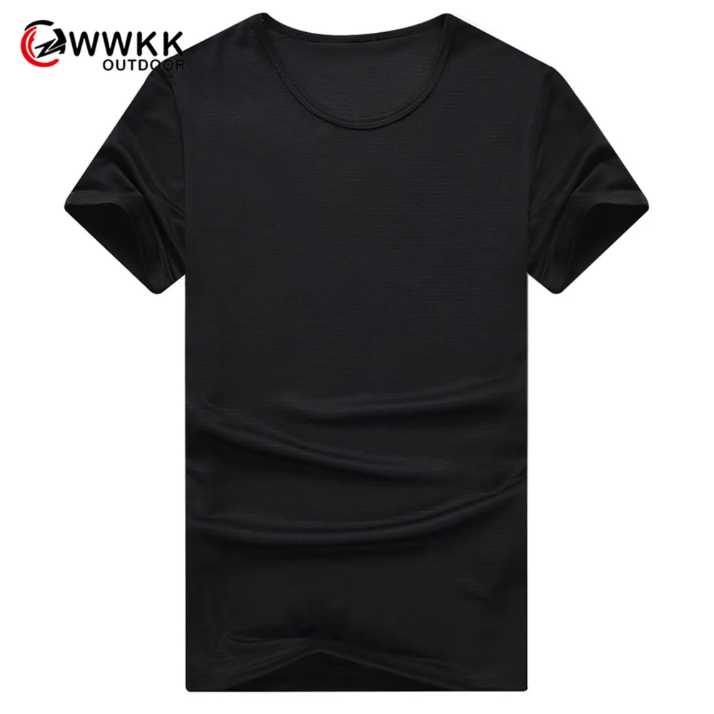 

WWKK Quality Summer Casual Couple Hiking Shirt Men Women Round Neck Tops Breathable Light Quick Dry Solid Color Camping T-Shirts