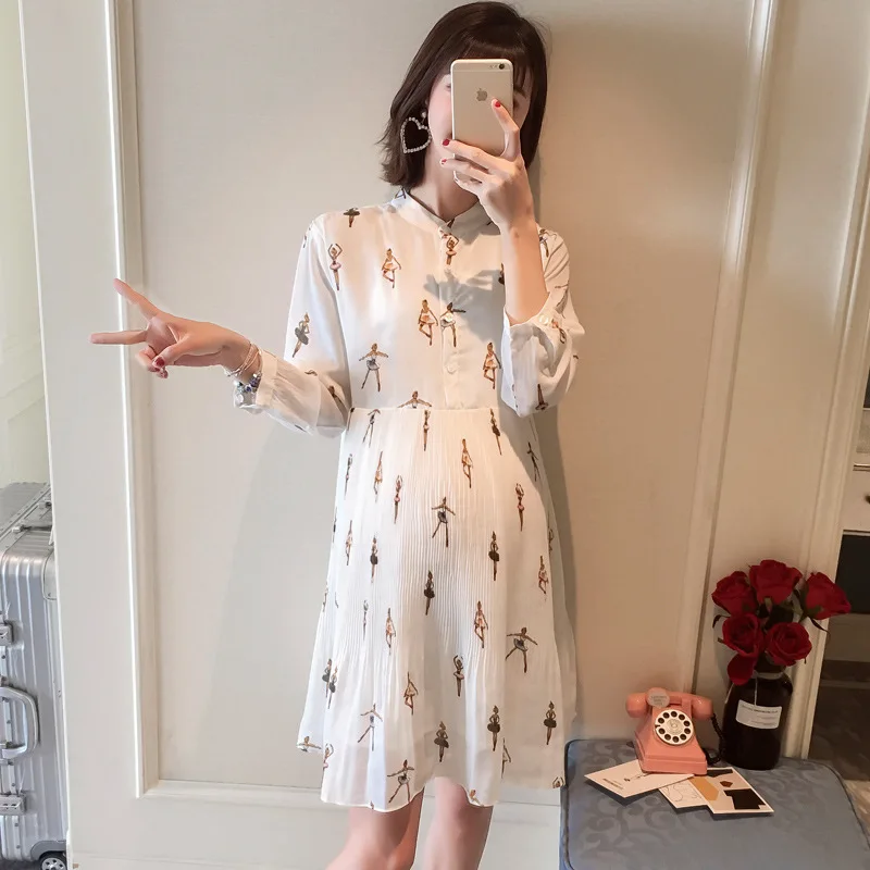 Envsoll White Maternity Gown Pregnancy Dress Korean Chiffon Pleated Clothes For Pregnant Womens Clothing Dresses | Мать и ребенок
