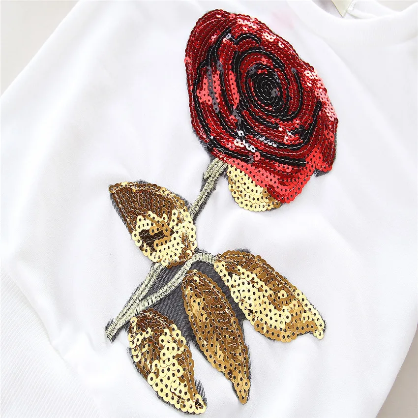 New Spring Rose Flower Girls Clothing Set Children Cotton Tshirt+Pant 2Pcs Sport Clothes Suit Kids 3-8Yrs | Детская одежда и обувь