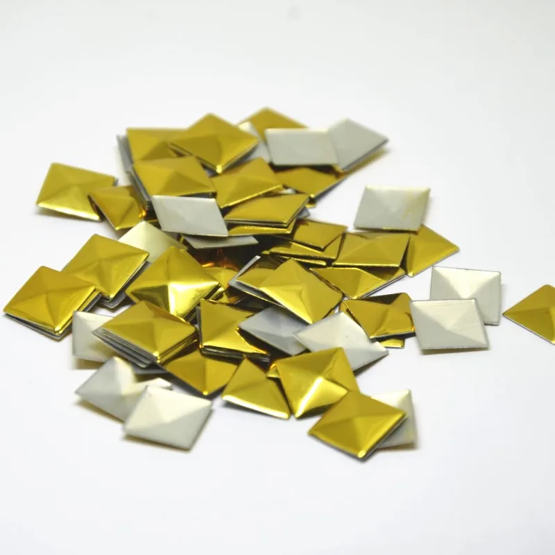Горячая фиксация шпильки алюминиевая квадратная Пирамида железо на Rhinestuds DIY с клеящейся заклепкой аксессуары Горячая фиксация металла панк шипы украшения