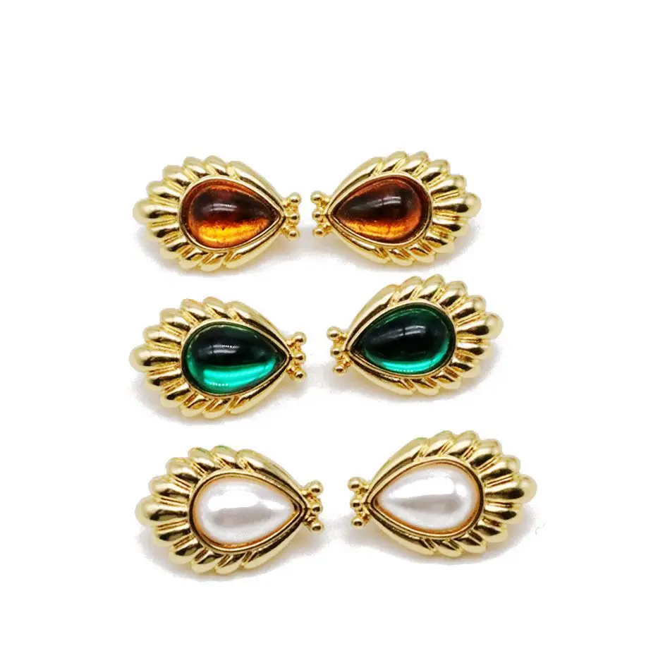 

New-Fashion Earrings Green Brown White Imitation Pearls Alloy Brincos