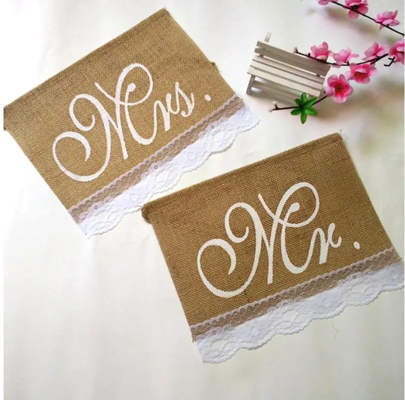DIY Mr Mrs Burlap Bunting Vintage Rustic Wedding Banner Garland Party Flags Decoration Favors Cake Decor Accessories |