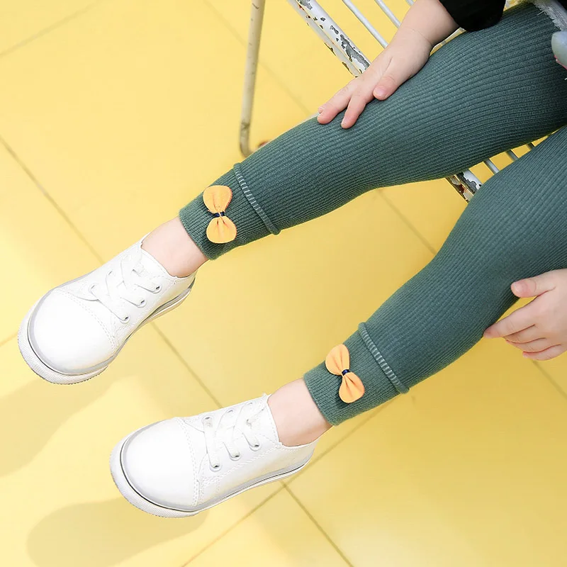 Весна-Осень 2019 детские колготки хлопковые для маленьких девочек с бантом и