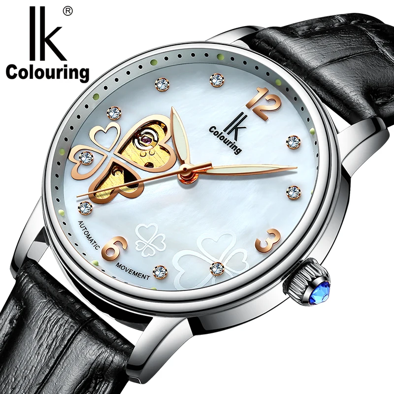 Женские часы IK модные автоматические механические с полым бриллиантом