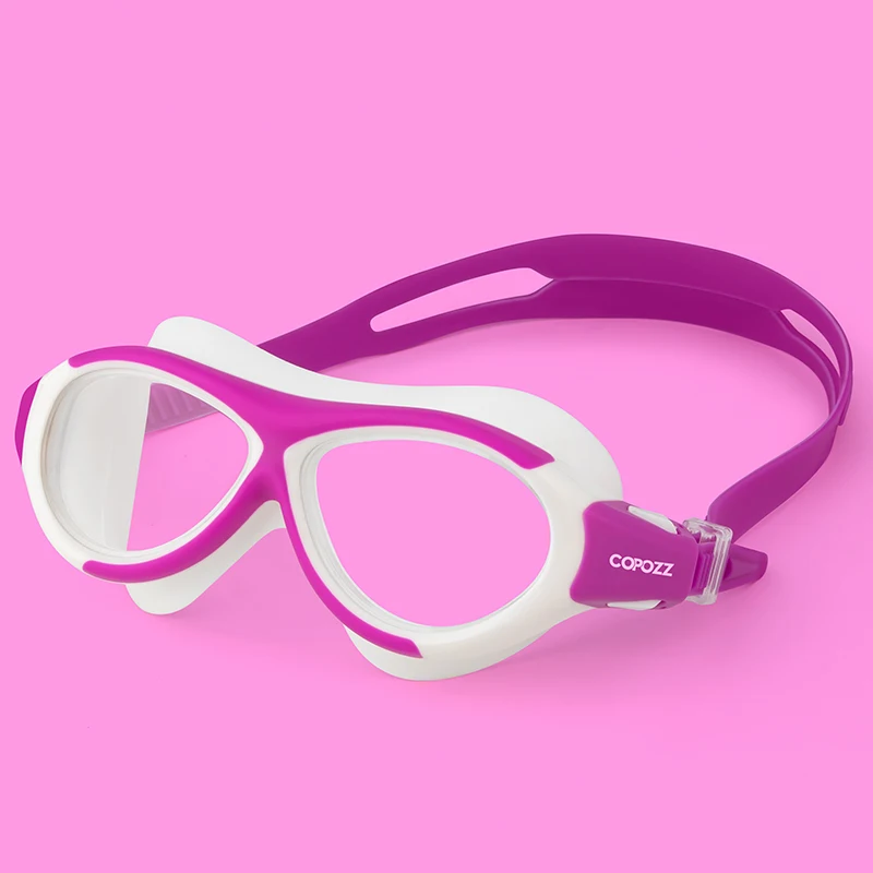 clear purple COPOZZ детские очки для плавания, анти-туман, водонепроницаемые, для детей, подростков, крутые очки для плавания, для мальчиков и девочек, профессиональные очки для плавания ming - Цвет: clear purple
