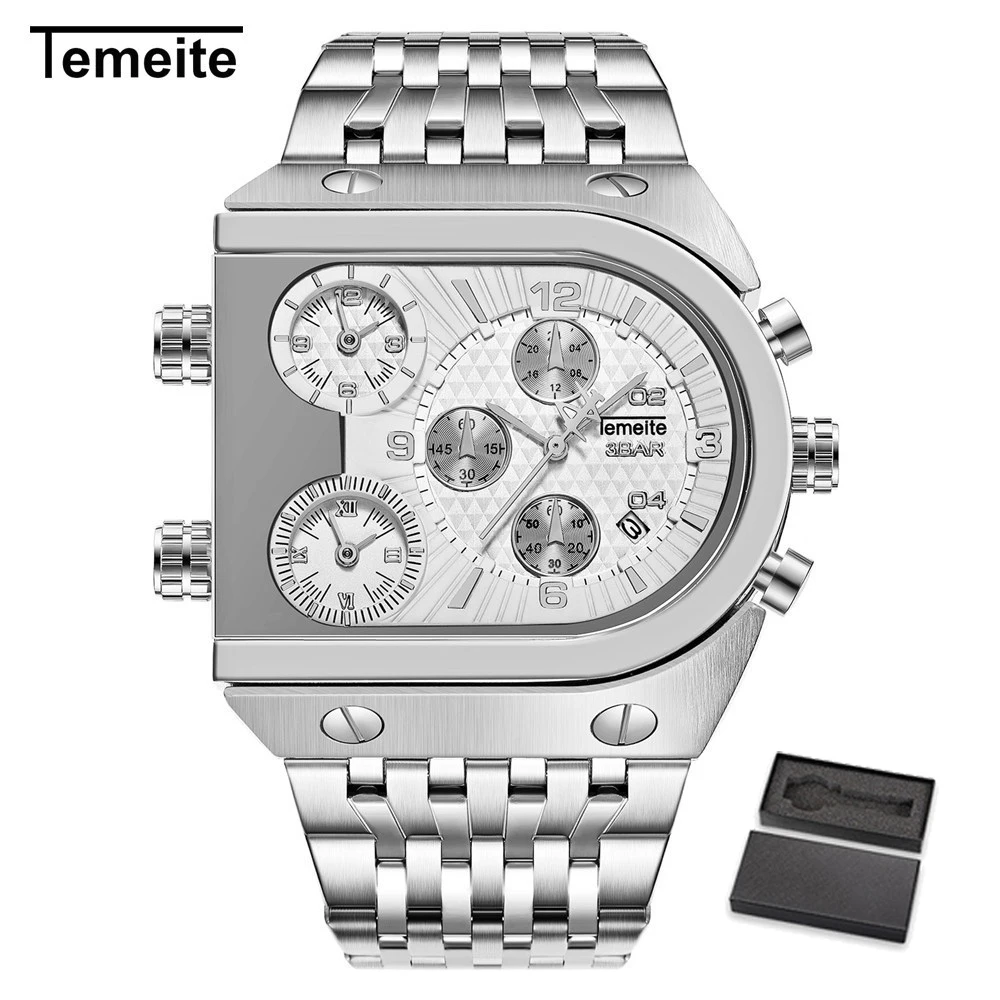 TEMEITE SWE with box Relogio dourado Masculino Лидирующий бренд TEMEITE кварцевые часы мужские военные водонепроницаемые деловые наручные часы Роскошный Золотой подарок часы - Цвет: TEMEITE SWE with box