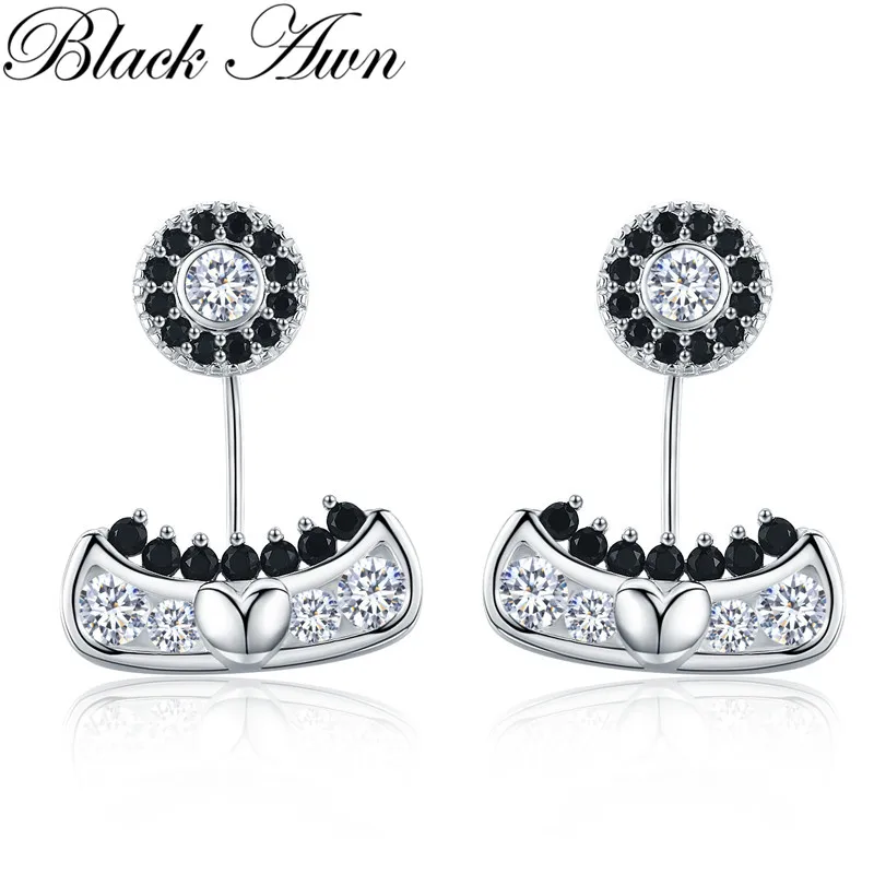 Orecchini Neo Gothic серебро 925 пробы Черный шпинель трендовые серьги для помолвки женщин