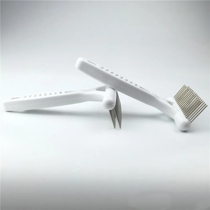 1 шт. Необычные Pet Уход собаки гребень белый двухрядные Нержавеющая сталь грабли