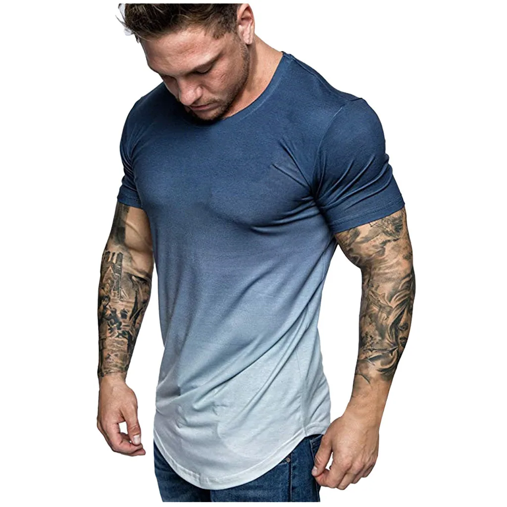 Лидер продаж Для мужчин однотонные с круглым вырезом короткий рукав Slim Fit футболки топы летние повседневные Повседневная Удобная хлопковая куртка Костюмы S-XXXL