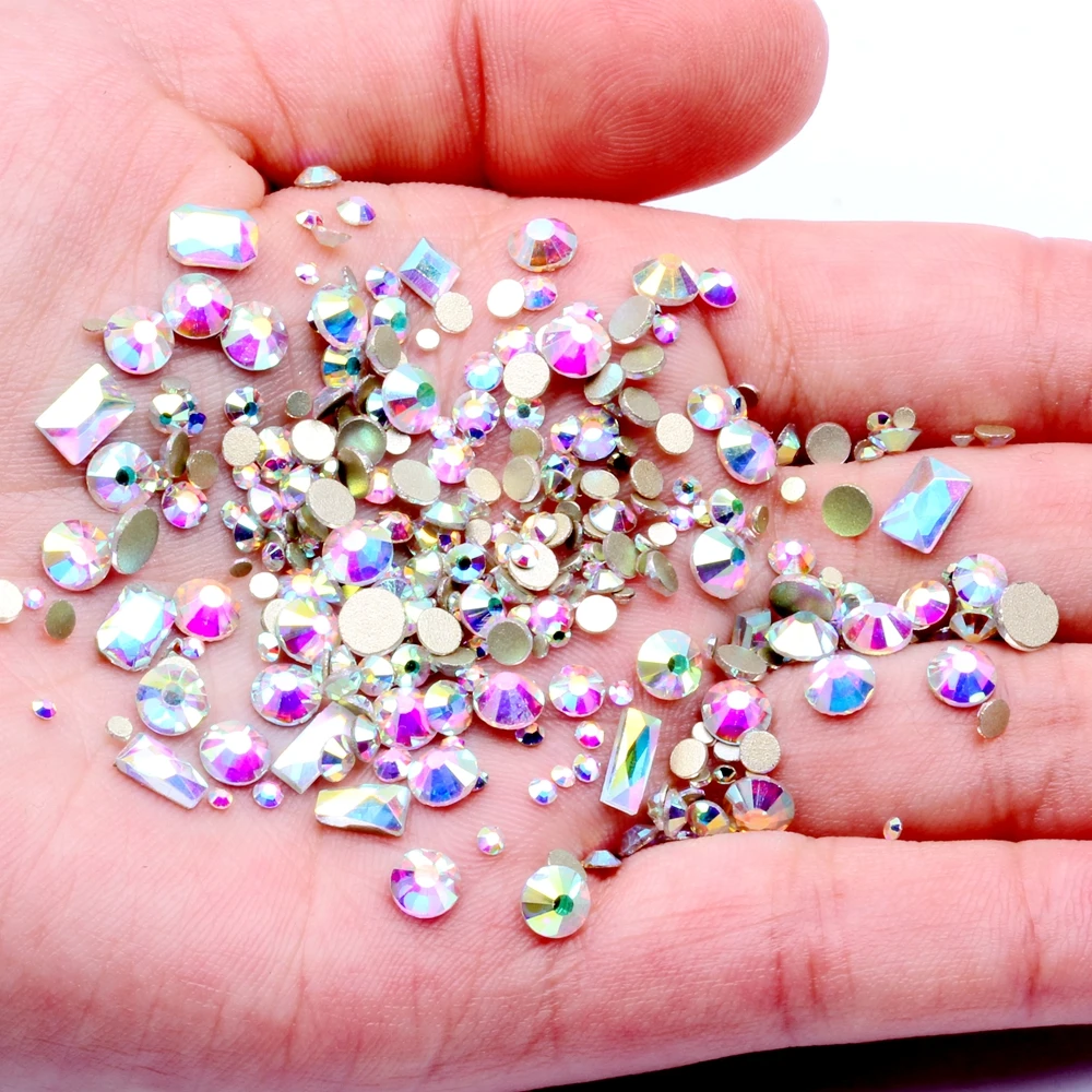 Нью Йорк Storm Nail Flatback Rhinestone Super Flash Смешанная трапециевидная прямоугольная