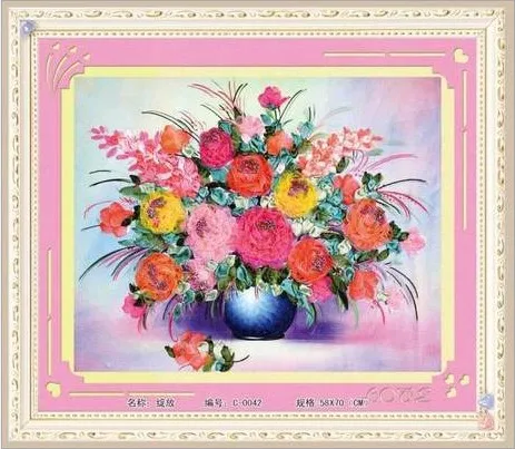 3D Набор для вышивки лентами вазы цветов с иголками холщовая краска рукоделия