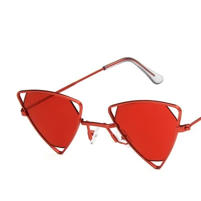 Красный Yoovos Новые панк Солнцезащитные очки для женщин треугольные Oculos новые винтажные очки ажурная металлическая оправа Модные солнцезащитные очки для мужчин Okulary - Цвет линз: Красный