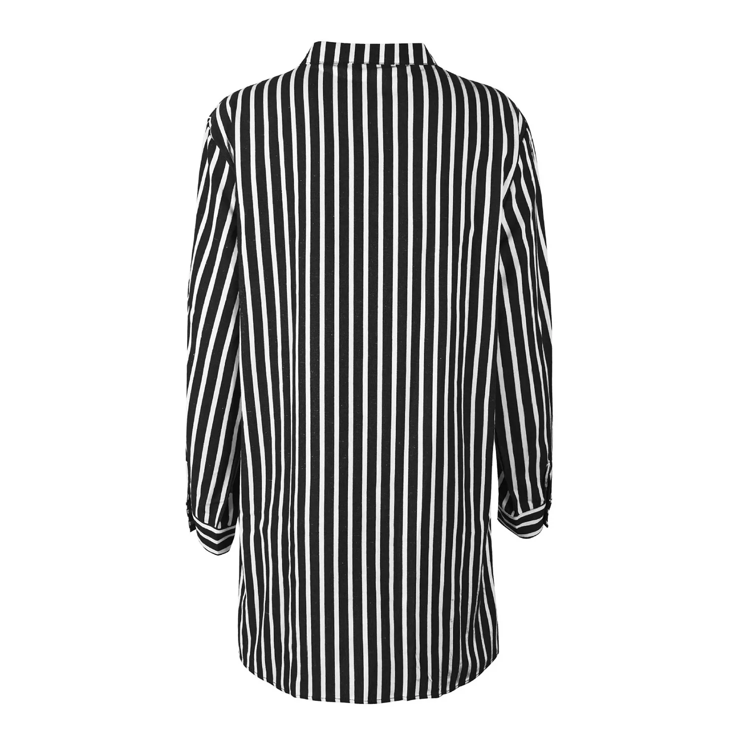 New Hot Women Fashion Loose Long Sleeve Buttons Pocket Striped Shirt Ladies Casual Baggy Blouse Cardigan Tops| |