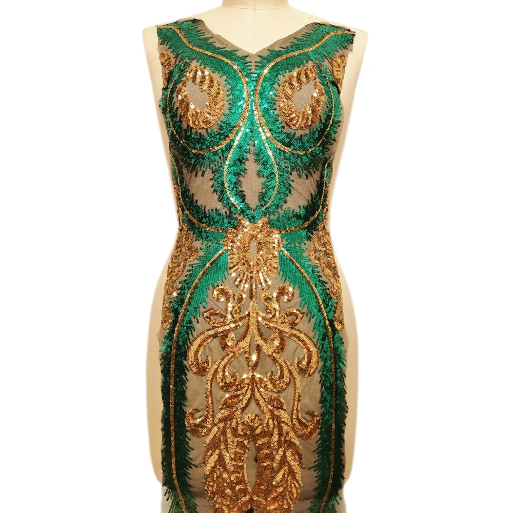SExy Curve Green Yellow 29x133cm Sewing Sequins Rhinestone Designer Diy Lady Clothes Patches Sew on For Costume Dress Appliques | Дом и сад