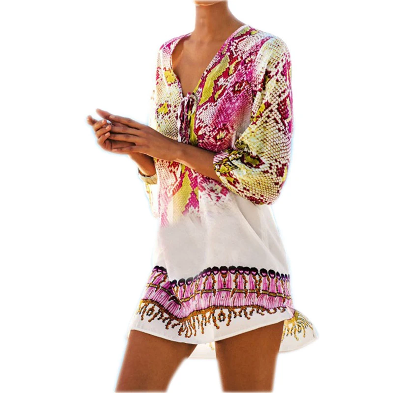 Новое поступление пляжный купальный костюм Caftan накидка шифоновое парео с