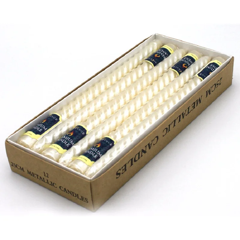 Pearl Yellow 12 шт. Длинные спиральные свечи бездымные неароматические стержни воск для канделябры украшение домашнего стола для вечеринки на день рождения 9 цветов - Цвет: Pearl Yellow
