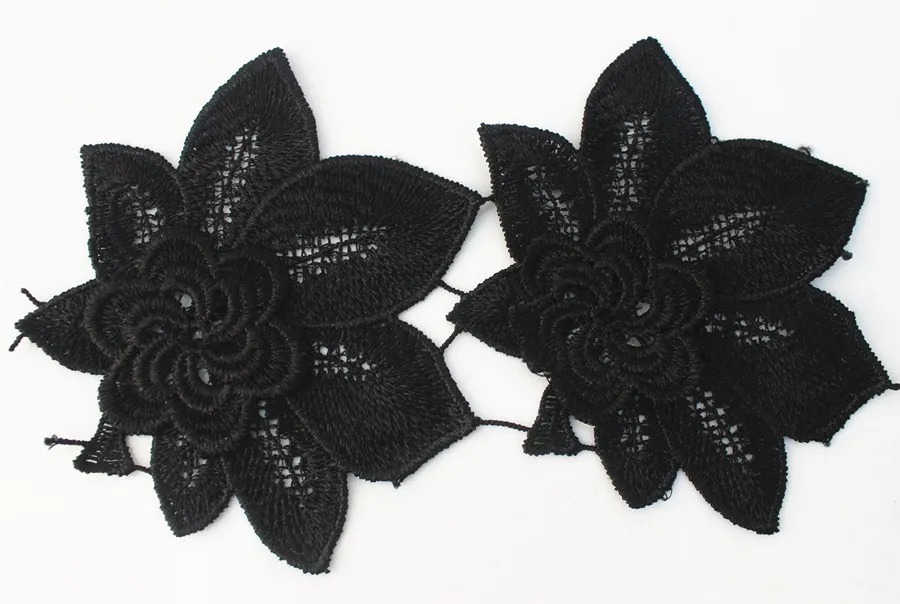 3D Черный полый водорастворимый цветок вышитые тисненые кружева ленты Мотив
