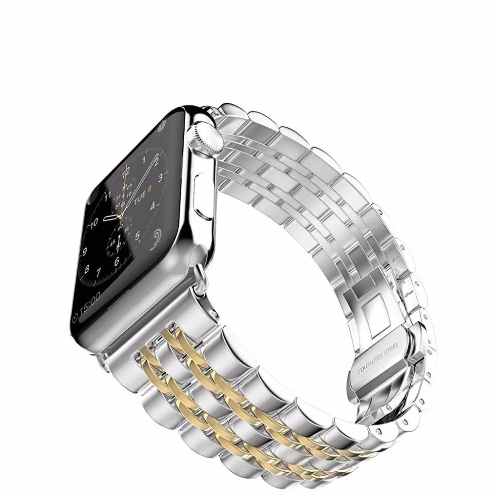 Ремешок хохлатый из нержавеющей стали для Apple Watch band 4 42 мм 38 3 браслет iwatch 44 мм/40