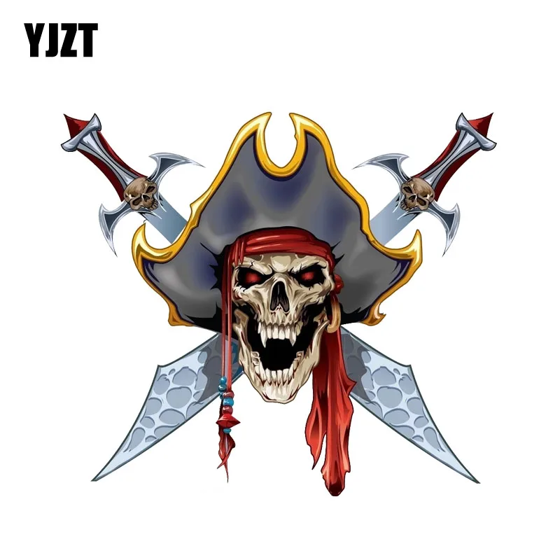 

YJZT 15.5CM*13.7CM Funny A Pirate Skeleton Car Sticker Accessories Body Decal 6-2326