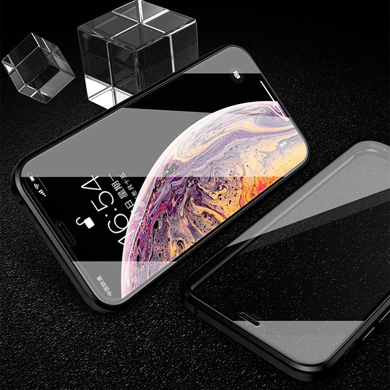Двухсторонний стеклянный Магнитный адсорбционный чехол для телефона iPhone XS MAX X XR
