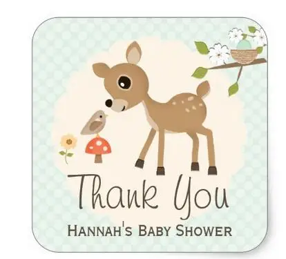 

1.5inch MINT Woodland Deer Baby Shower Thank You Stickers
